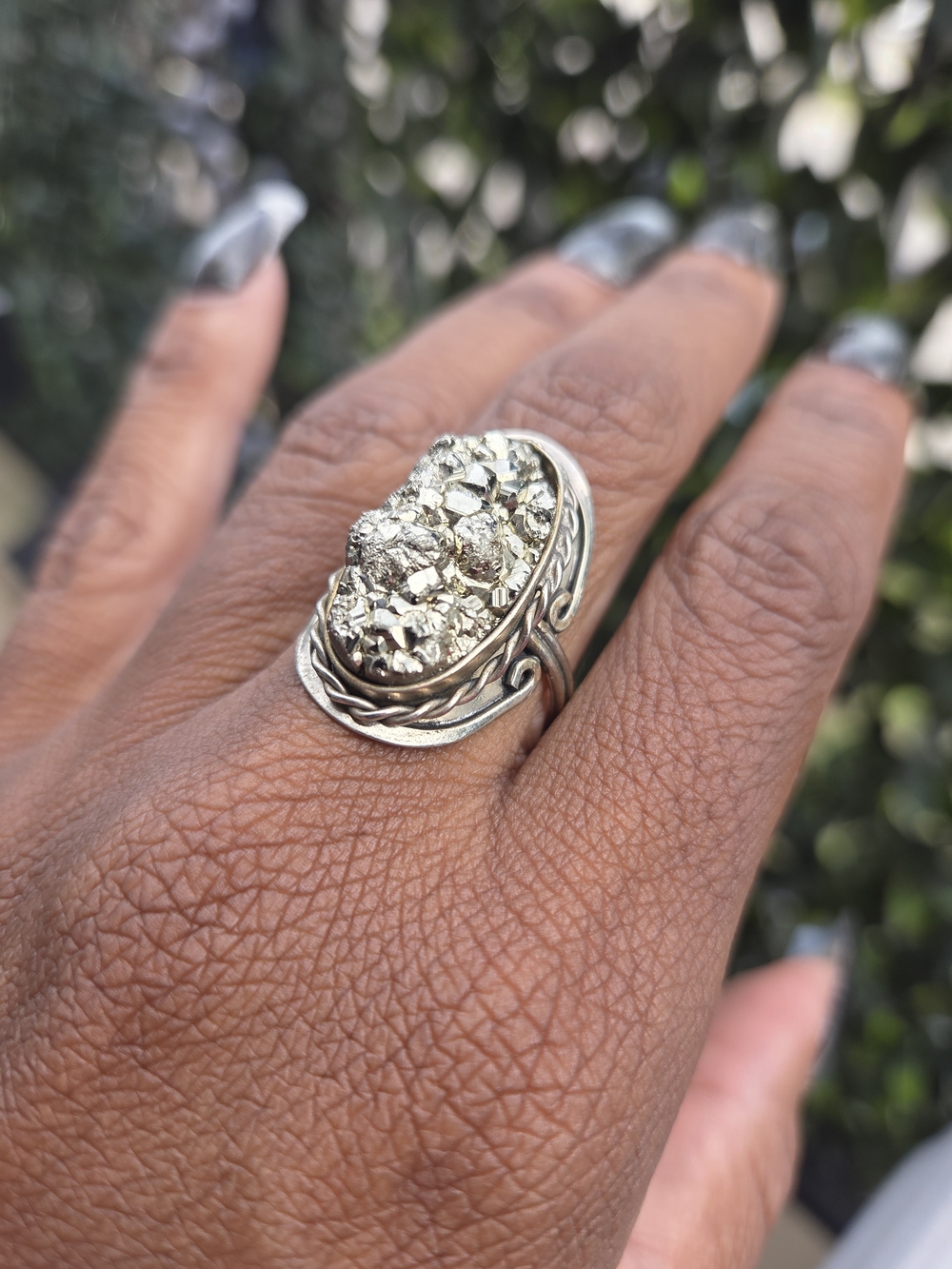 Sterling Silver Druzy Statement Ring in Silver